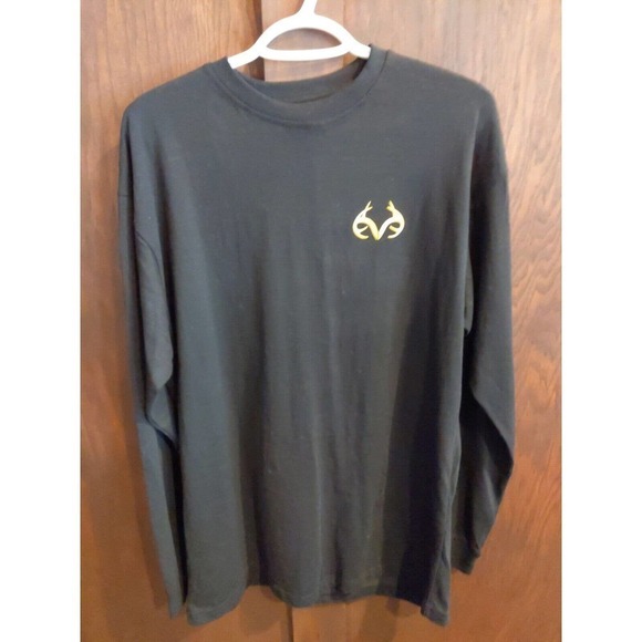 RealTree by Mountainaire Mens Large Long Sleeve T shirt Tee Black Crew Neck - Picture 1 of 2